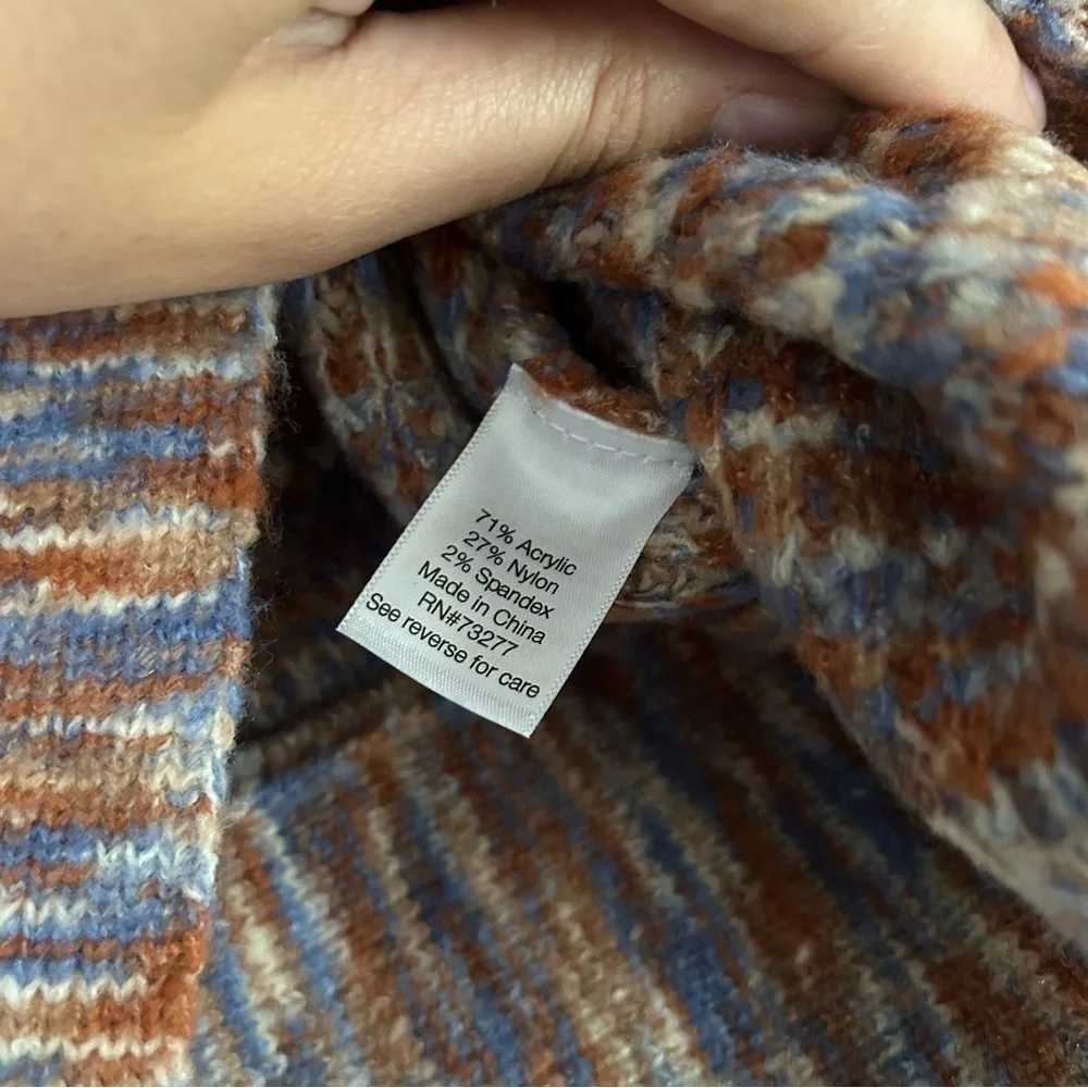 🦋 NWT Nine West Orange Blue Marled V-Neck Wrap Sweater Medium